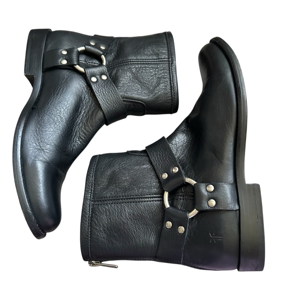 Frye Veronica Flex Harness Black Leather Moto Boots Size 6.5 - Picture 4 of 10